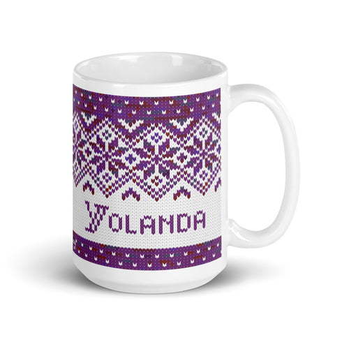 Snowflake Knitting Mug, Handpainted Yarn Mug, coffee and knitting mug, Yarn lover gift, knitter gift, knitter gift, knit gift, yarngift